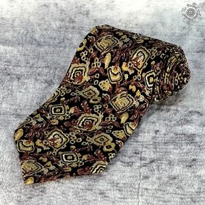 Ermenegildo Zegna Harry Rosen Tie - 100% Silk - Made In Italy - Red & Gold‎